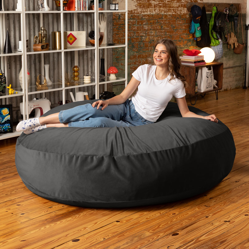 Fauteuil à billes géant pour adultes et lit à billes 6 pieds Cocoon, Velours noir