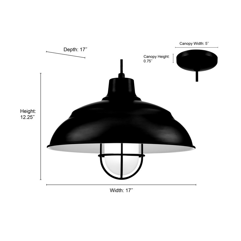 R-Series 17" Wide 1-Light Indoor/Outdoor Warehouse Shade - Satin Black