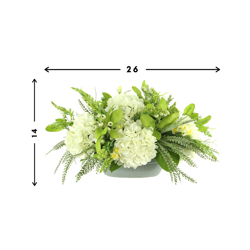 Mixed Hydrangea, Berry And Fern Arrangement