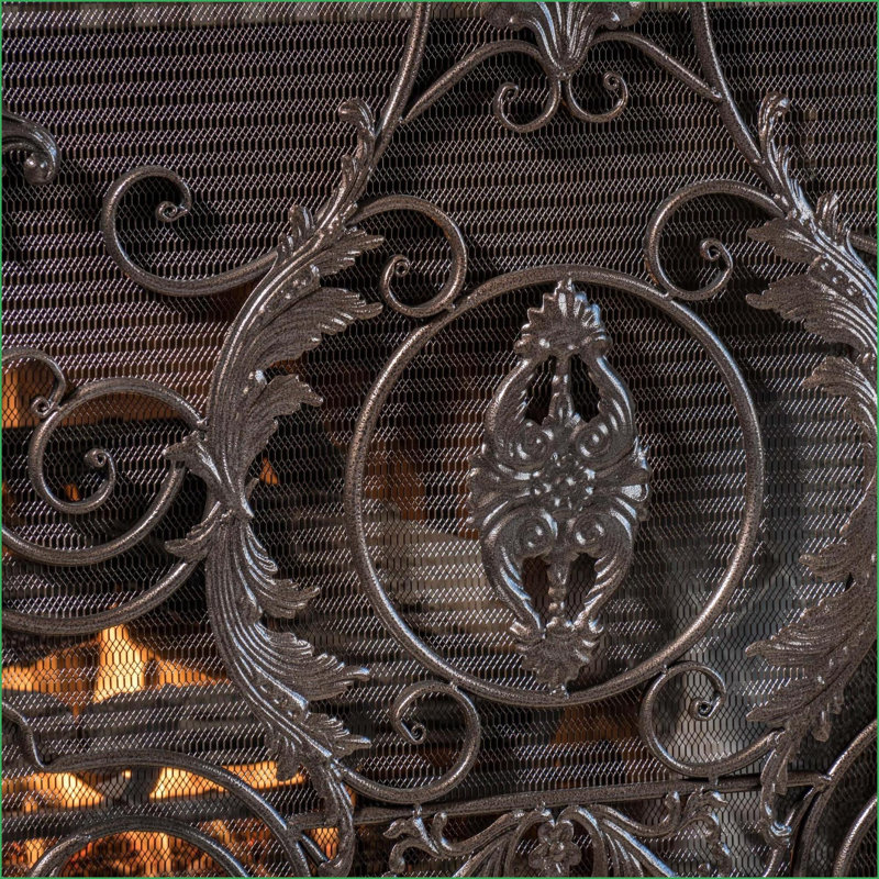 Pare-étincelles pliable 3 panneaux Traditional | Noir et or | Fer, Noir et or