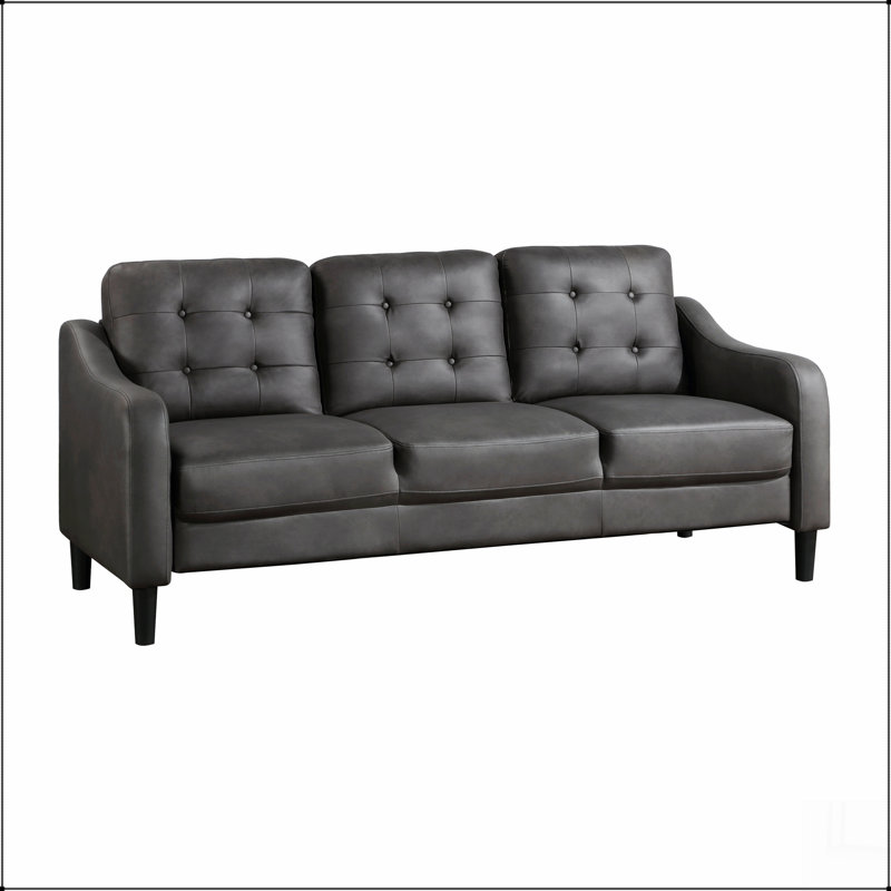 Canapé capitonné gris en microfibre capitonné 1pc