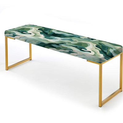 Zen Retreat Serene Camouflage - Camouflage Upholstered Gold Bench