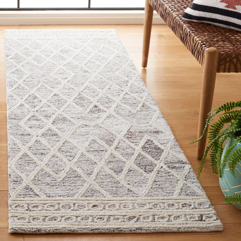 Jonmatthew Abstract Hand Tufted Wool With Cotton Cloth Backing Geometric Rug, Runner 2'3" x 8'