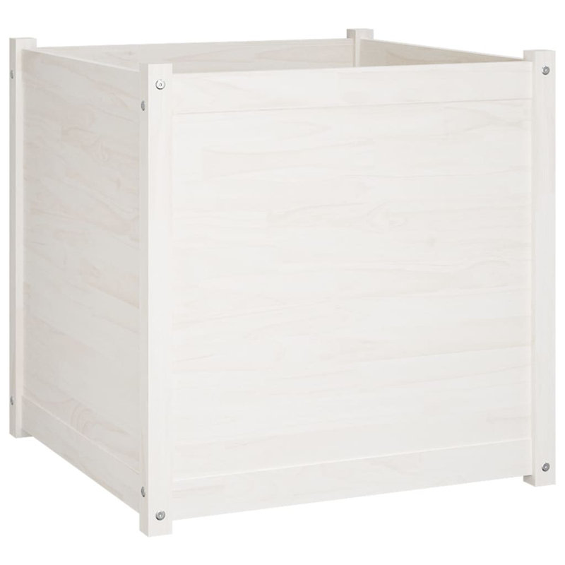 Lisbon Wood Pot Planter, White, 27.6" H x 27.6" W x 27.6" D