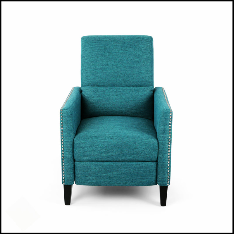 Push Back Recliner With Contemporary Design And Comfortable Support, Perfect For Relaxation And Style, Teal
