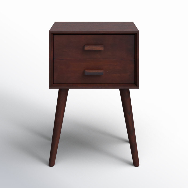 Table de chevet 2 tiroirs Basharat, Noyer clair