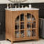 Meuble-lavabo de ferme 31 po avec lavabo en céramique 31 po, armoire de salle de bain rustique rétro avec poignées en bronze et 2 portes à fermeture douce, naturel antique