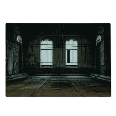 Ambesonne Industrial Cutting Board Large Size Wrecked Walls White Dark Brown