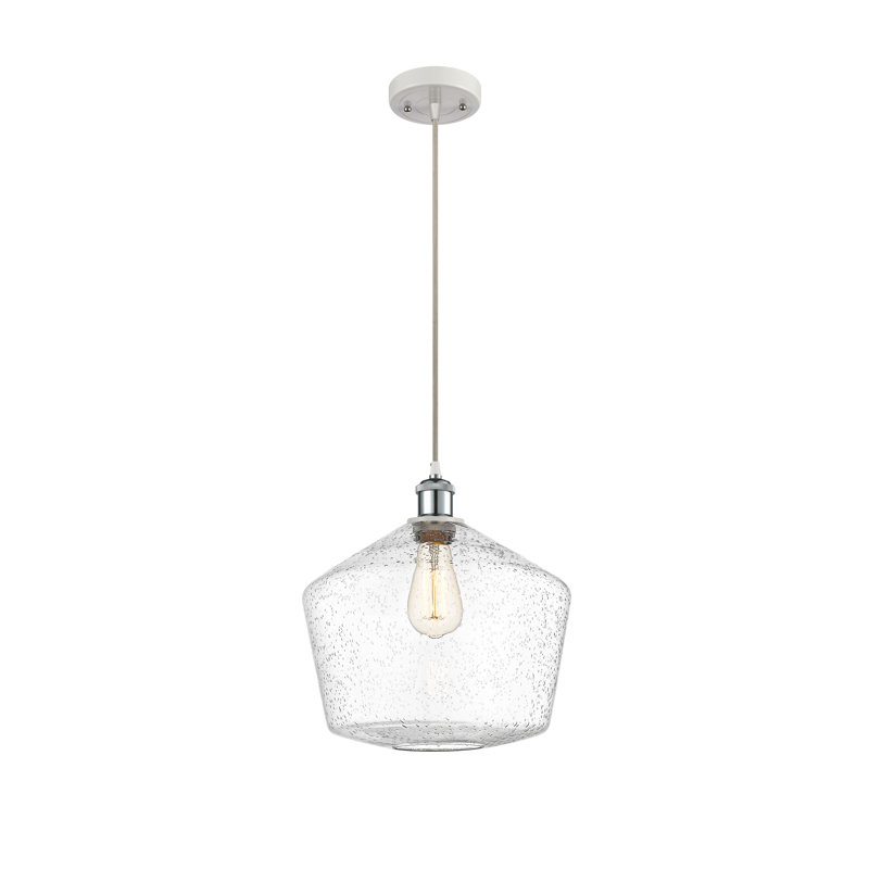Luminaire suspendu simple à 1 lumière Gabbie, Blanc / chrome poli