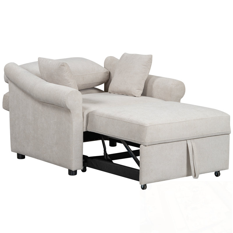 Fauteuil convertible en chenille avec dossier réglable, Beige