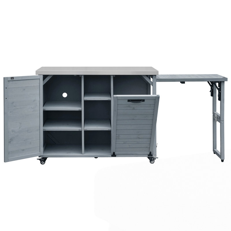 78.3" Outdoor Kitchen Island with Foldable Grill Table, Gray