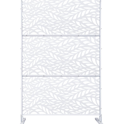 Écran d'intimité extérieur et intérieur en métal H 76 po x l 48 po, écran d'intimité décoratif autoportant pour terrasse de balcon, panneaux de clôture d'intimité pour jardin extérieur PS110 BLANC