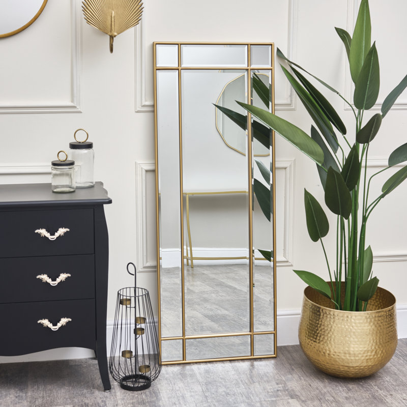 Aaidyn Metal Flat Mirror, Gold, 180cm H x 80cm W
