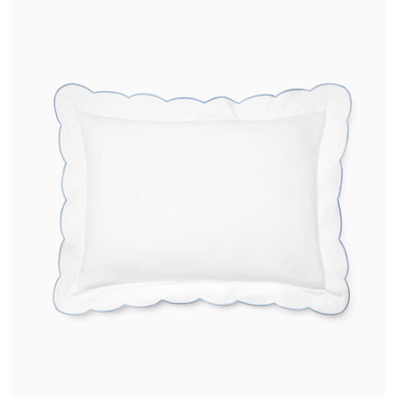 Limana Cotton Pillow Sham, King, White/Sea