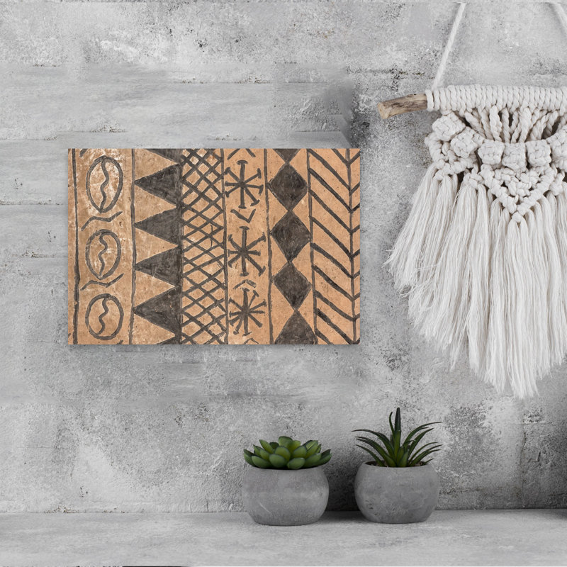 African Tribal Patterns Abstract Geometric Rustic Wall Art Print 1 Piece Wrapped Canvas Wall Art, 30.48cm H x 45.72cm W