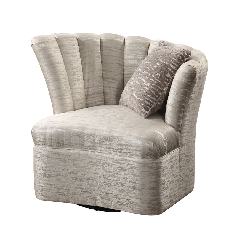 Fauteuil demi-tonneau pivotant de 41,5 po Cutaio Shimmering Pearl Cutimmo