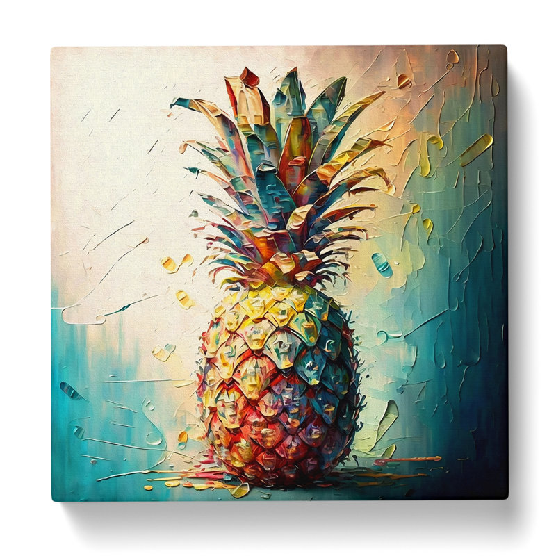 Pineapple Palette Knife - Wrapped Canvas, 35cm H x 35cm W x 3cm D