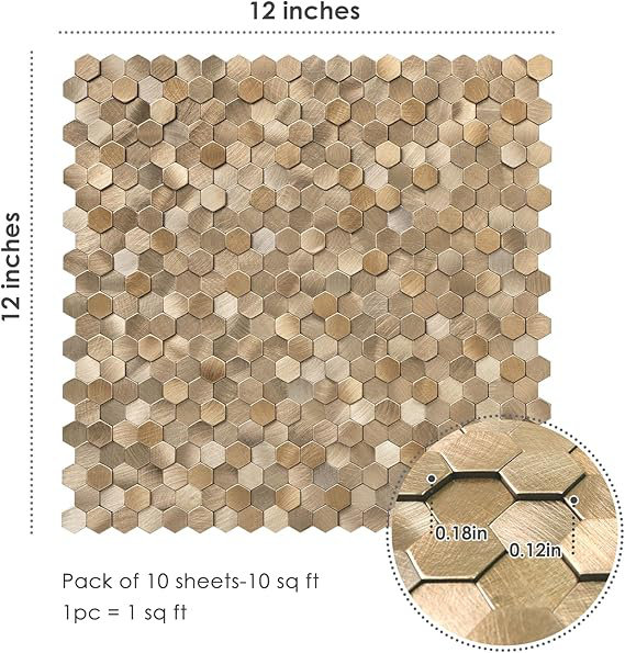 Carreaux de dosseret à peler et coller, carreaux auto-adhésifs à coller en mosaïque, dosseret hexagonal 3D pour meuble-lavabo de salle de bain
