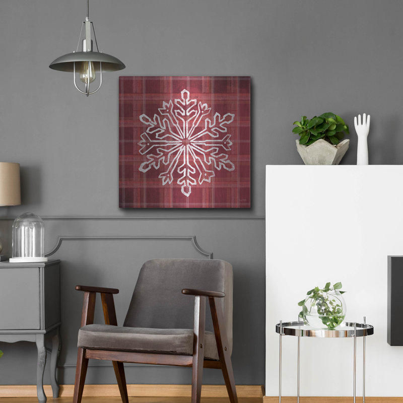 «Red Plaid Snowflakes» par House Fenway, H 24 po x l 24 po