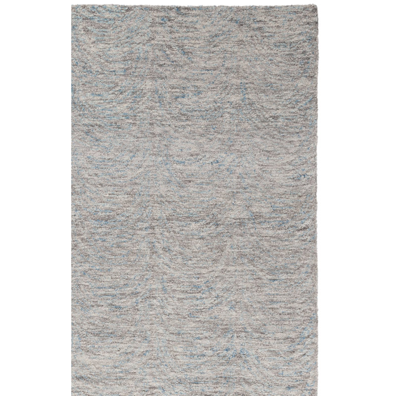 Heina Ebony Hand Tufted Wool/Cotton Abstract Rug in Grey/Beige, Runner 2'3" x 9'
