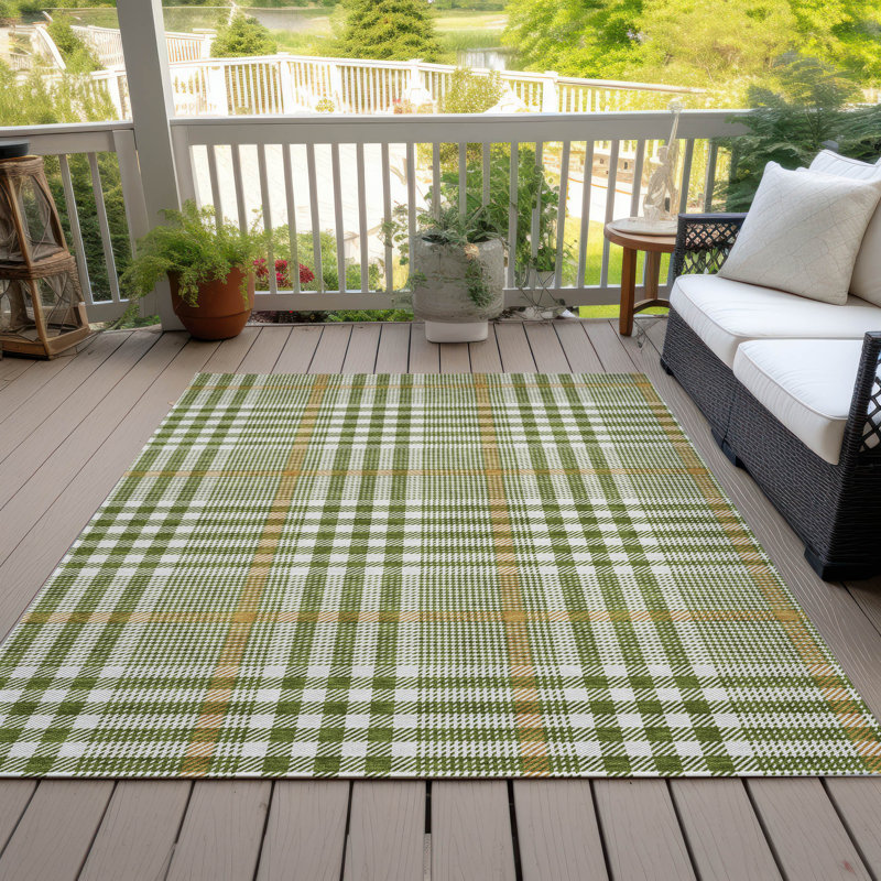 Samira Olive Washable Indoor-Outdoor Rug - , 10' x 14'