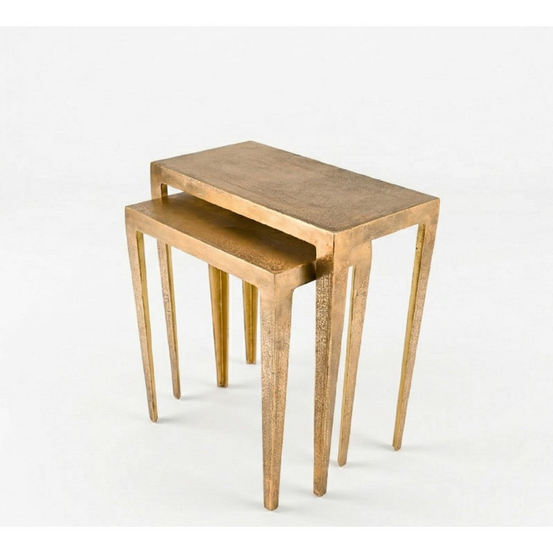 Ensemble de 2 tables d'appoint antiques noires, Brun