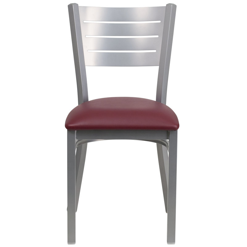 Elkton Slat Back Metal Restaurant Chair, Burgundy