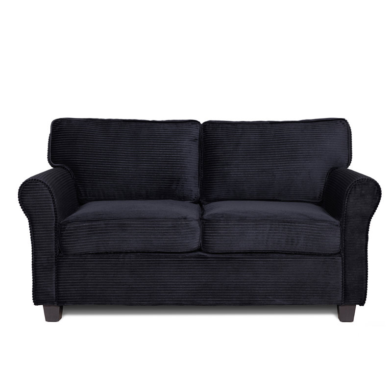 57” Easy Assembly Upholstered Loveseat Sofa, Black