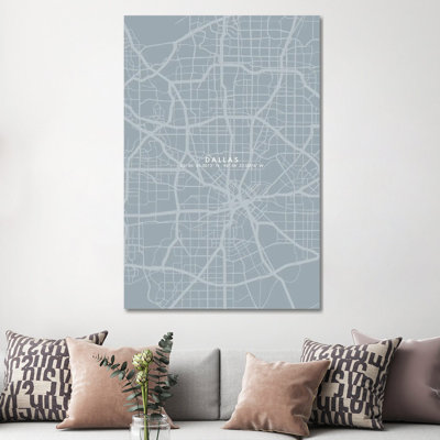 Dallas City Map - Wrapped Canvas Print