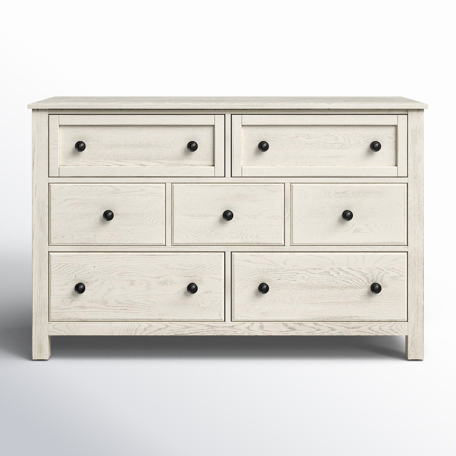 Lewin 60" Oak 7-Drawer Dresser, Weathered White