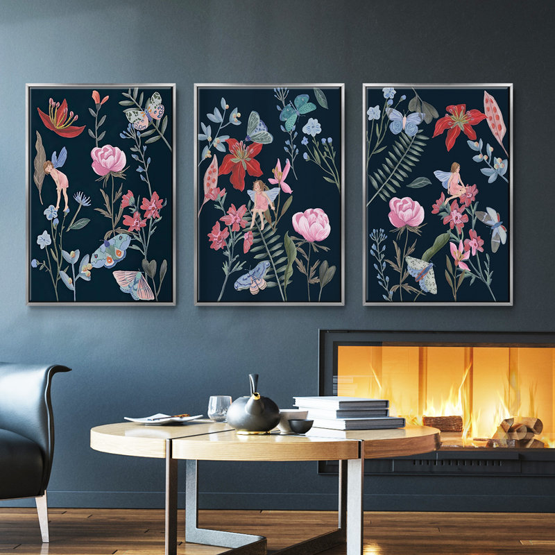 Étude de feuilles d'automne I 3 pièces, H 40 po x l 78 po, Argent