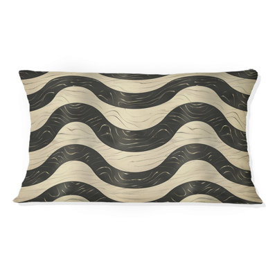 Coussin lombaire beige Mid-Century Wave Lines IV - Mid-Century