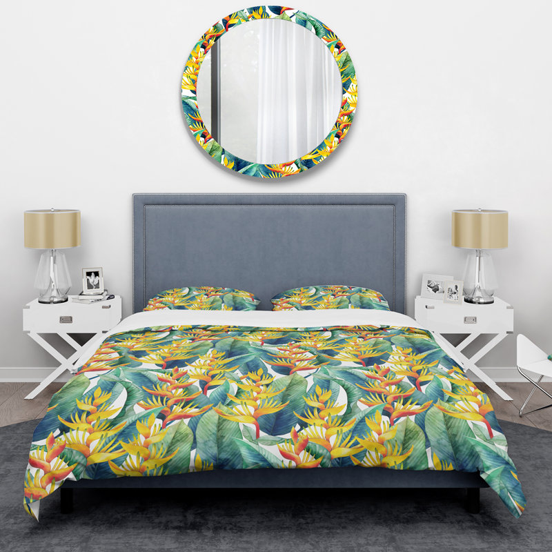 Ensemble de housse de couette en microfibre jaune / bleu 3 pièces
