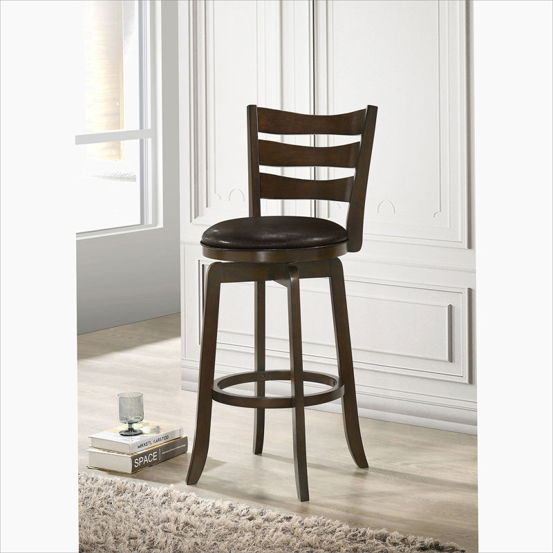 Chaise de bar pivotante en bois brun foncé