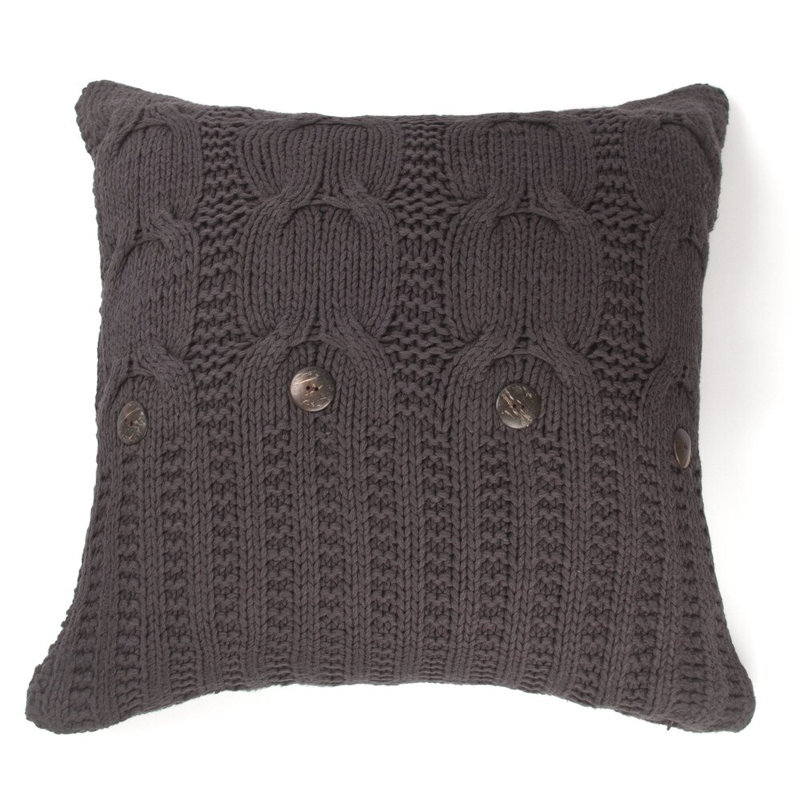 Wildomar Buttons Cotton Pillow Cover, 20"H x 20" W, Steel Gray