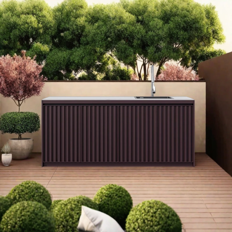 Armoire d'extérieur en aluminium avec évier