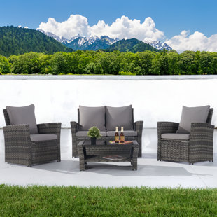 Wicker 4 - Person Patio Conversation Set