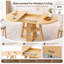 Table de salle à manger ronde extensible de 150 cm avec rallonge amovible, table de cuisine à base en forme de croix pour 4 à 6 personnes, bois naturel [imitation rotin]-1214041297-1214041289