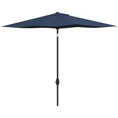 Outsunny 6.5' X 10' Rectangular Market Umbrella, Patio Outdoor Table Umbrella With Crank And Push Button Tilt