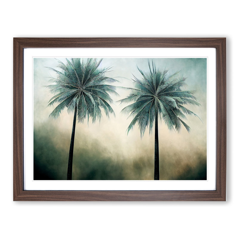 Fantastic Palm Trees - Single Picture Frame Print, 34cm H x 46cm W x 2cm D, Walnut Framed