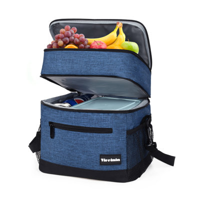 Tirrinia Large Insulated Lunch Bag, Double-Layer Leak-Proof Reusable Lunch Box, Lunch Cooler Tote