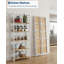 Aucun assemblage requis - bibliothèque de bureau pliante à 5 niveaux - étagère de rangement de bibliothèque rétro - structure en métal robuste, organisateur peu encombrant - structure blanche avec bois naturel, cinq tablettes
