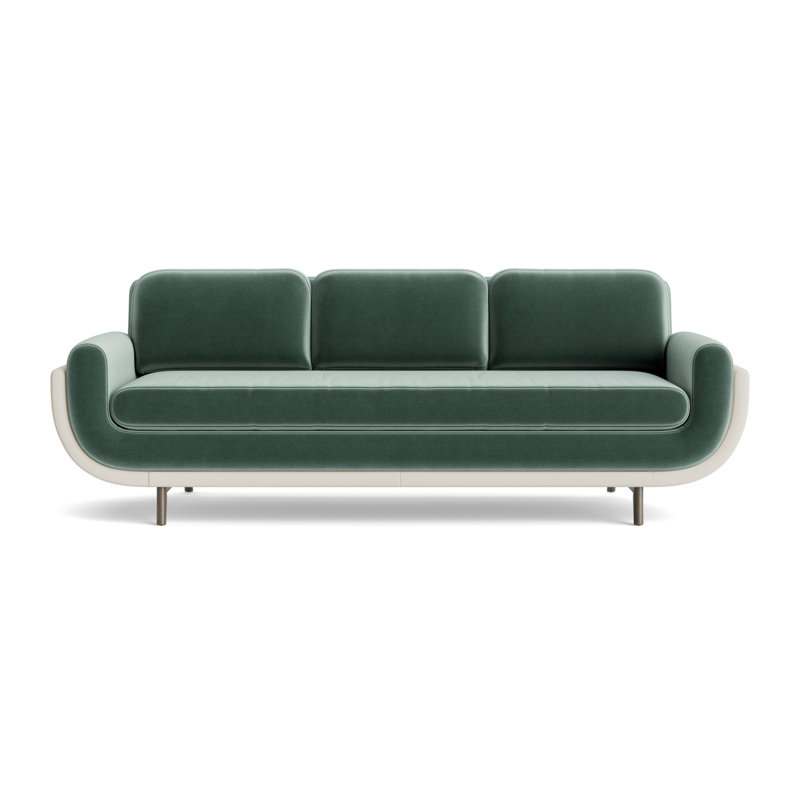 Regatta 100 Sofa, Velvet - Jade/Greenwich Leather - Cream, Driftwood