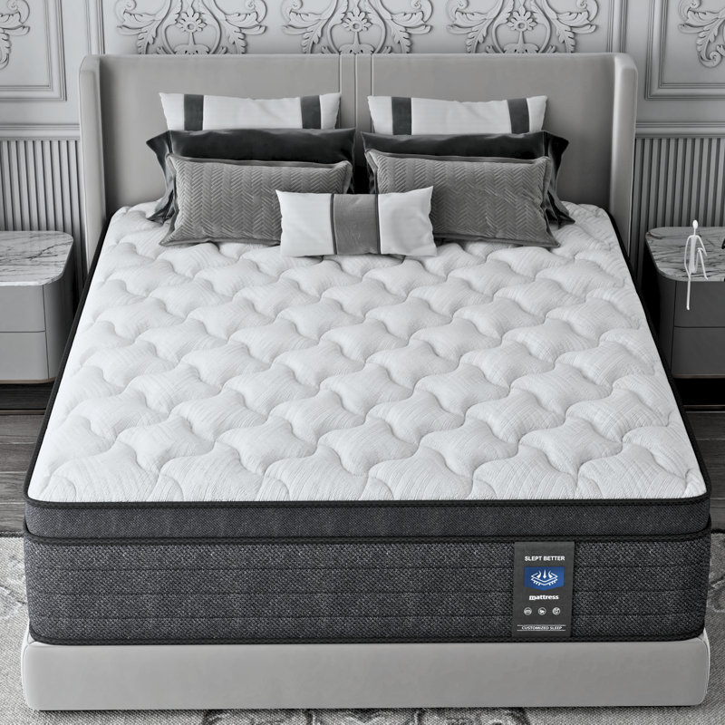 Sommier européen mi-ferme à ressorts ensachés de 14 po avec matelas en mousse à mémoire de forme pour isolement de mouvement et support de bord Certipur-Us
