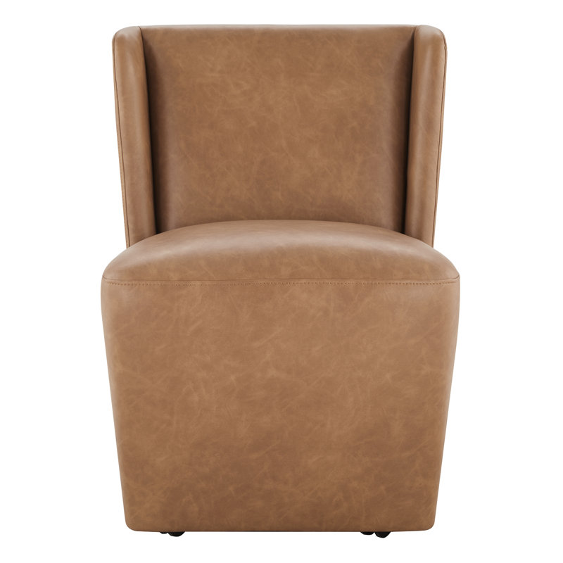 Chaise d'appoint rembourrée Ardeth, Cuir végétalien cognac Copley Performance, H 33 po x l 23,23 po x P 26 po