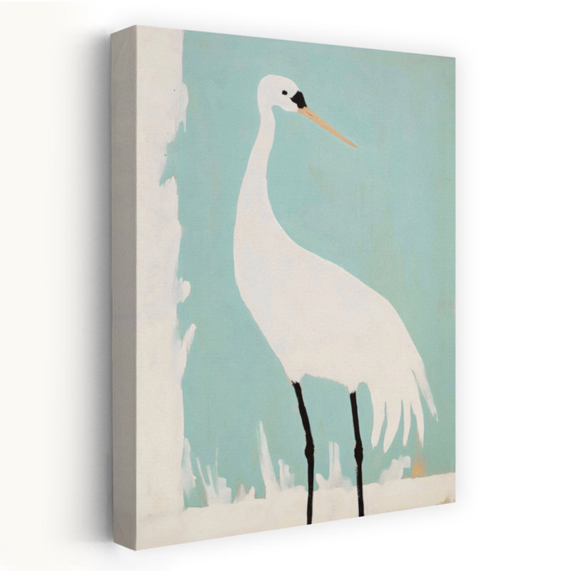 Art mural contemporain abstrait White Crane, H 48 po x l 32 po