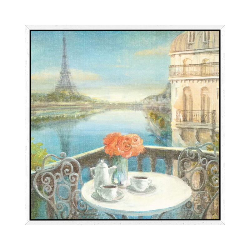 Morning On The Seine by Danhui Nai - Print on Canvas, White Framed, 66.04 cm H x 66.04 cm W