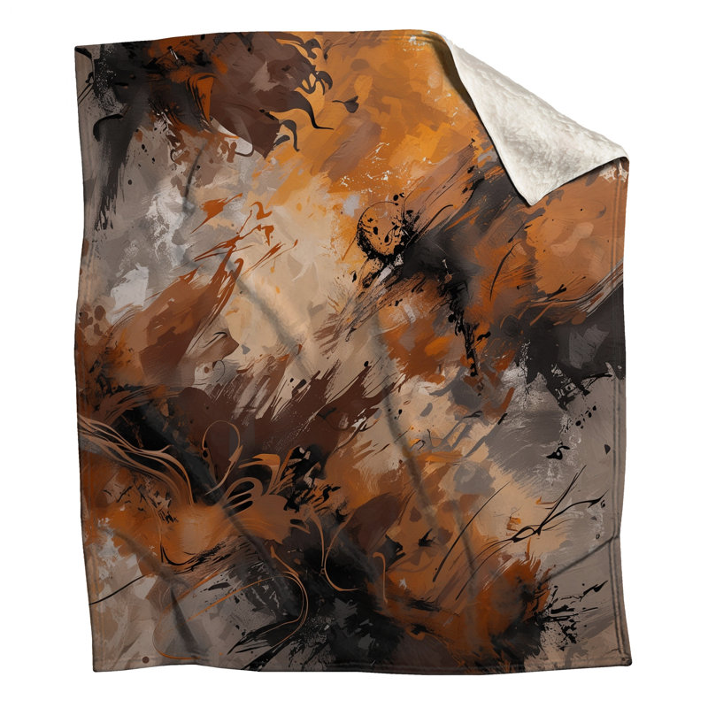 Couvertures d'art abstrait brun et brun, 60in W x 80in H