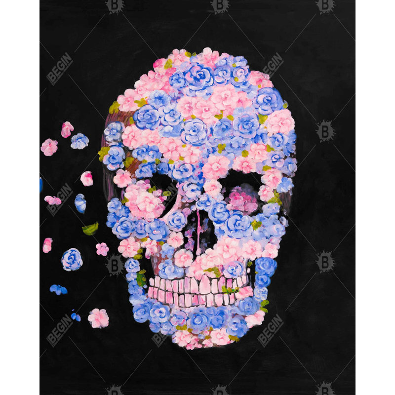 Crâne de fleurs en vol - Toile encadrée pour le décor de la chambre à coucher