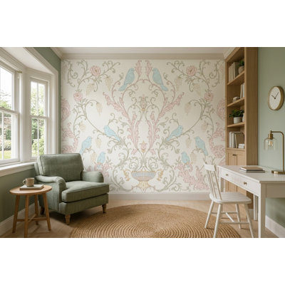 Papier peint damassé floral